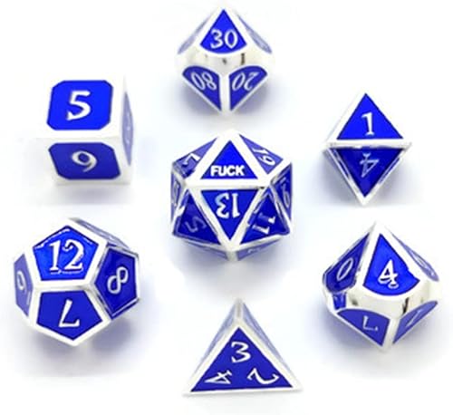 Dados de metal D20 F Critical Fail F Juego de dados de 20 caras DND número juego de rol Dungeons and Dragons D&D Pathfinder negro, plata, rojo,