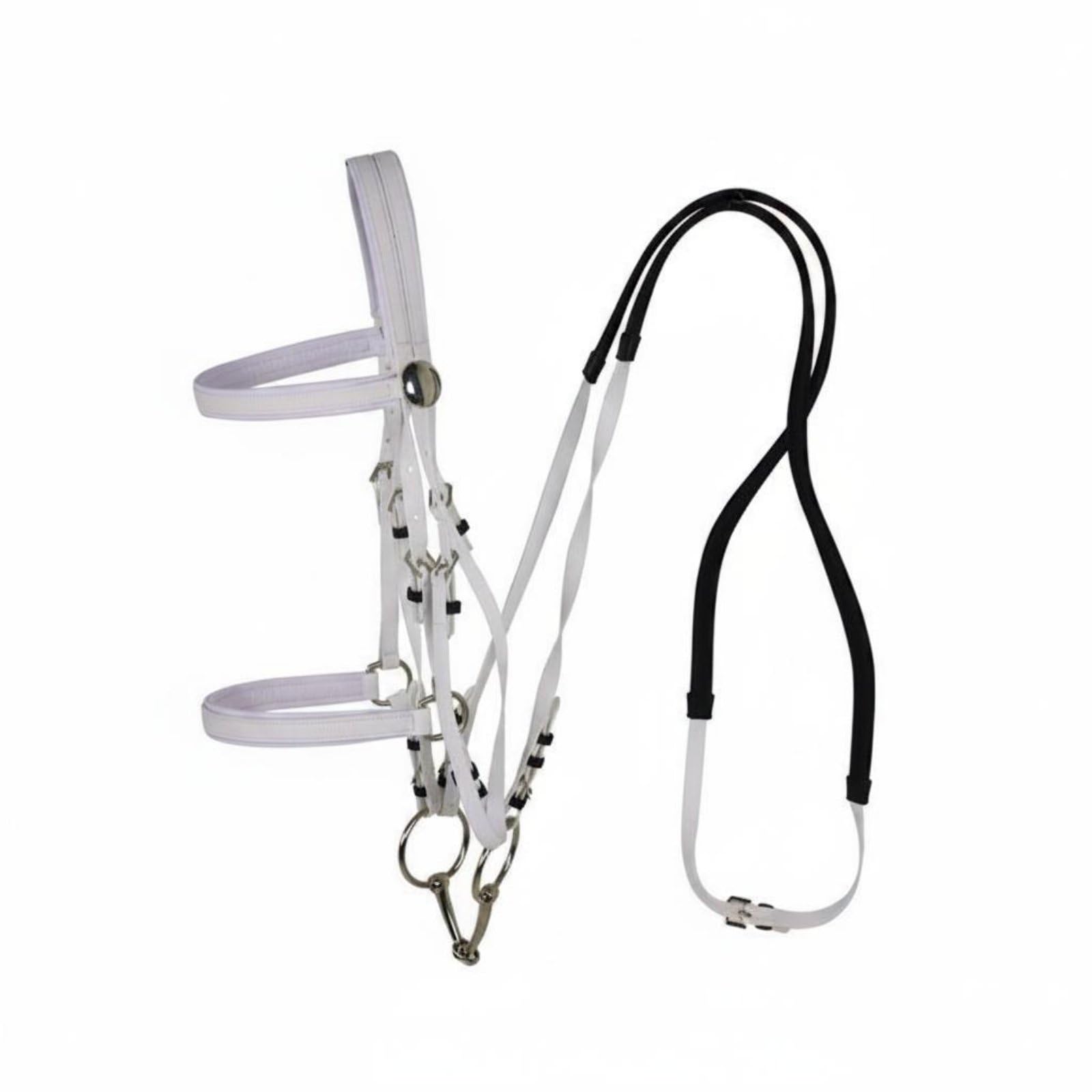 Cabestro para Caballo Ergonómico con Hebillas Ajustables y Acolchado Antideslizante de PVC y Goma Adecuado para Establos Carreras y Uso Profesional, Blanco
