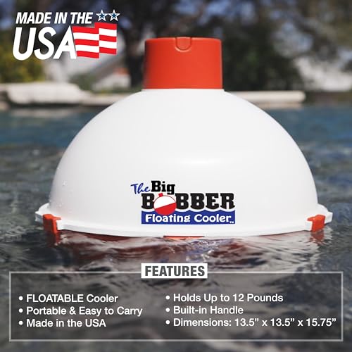 The Big Bobber Floating Cooler, Outdoors Floating Ice Chest, Portable Drifter Cooler, Keeps Beverage Cold