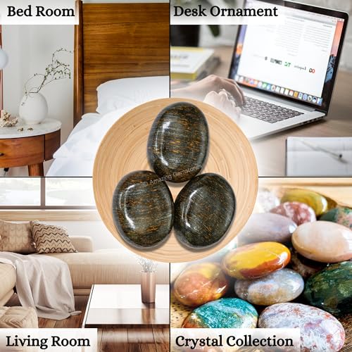 Image of Amazing Gemstone Bronzite Crystals and Healing Stones - Large Palm Stone Crystals Piedra - Crystal for Good Luck, Balanced Positive Energy, Meditation - Unique Stocking Stuffers Gifts for Women, Men