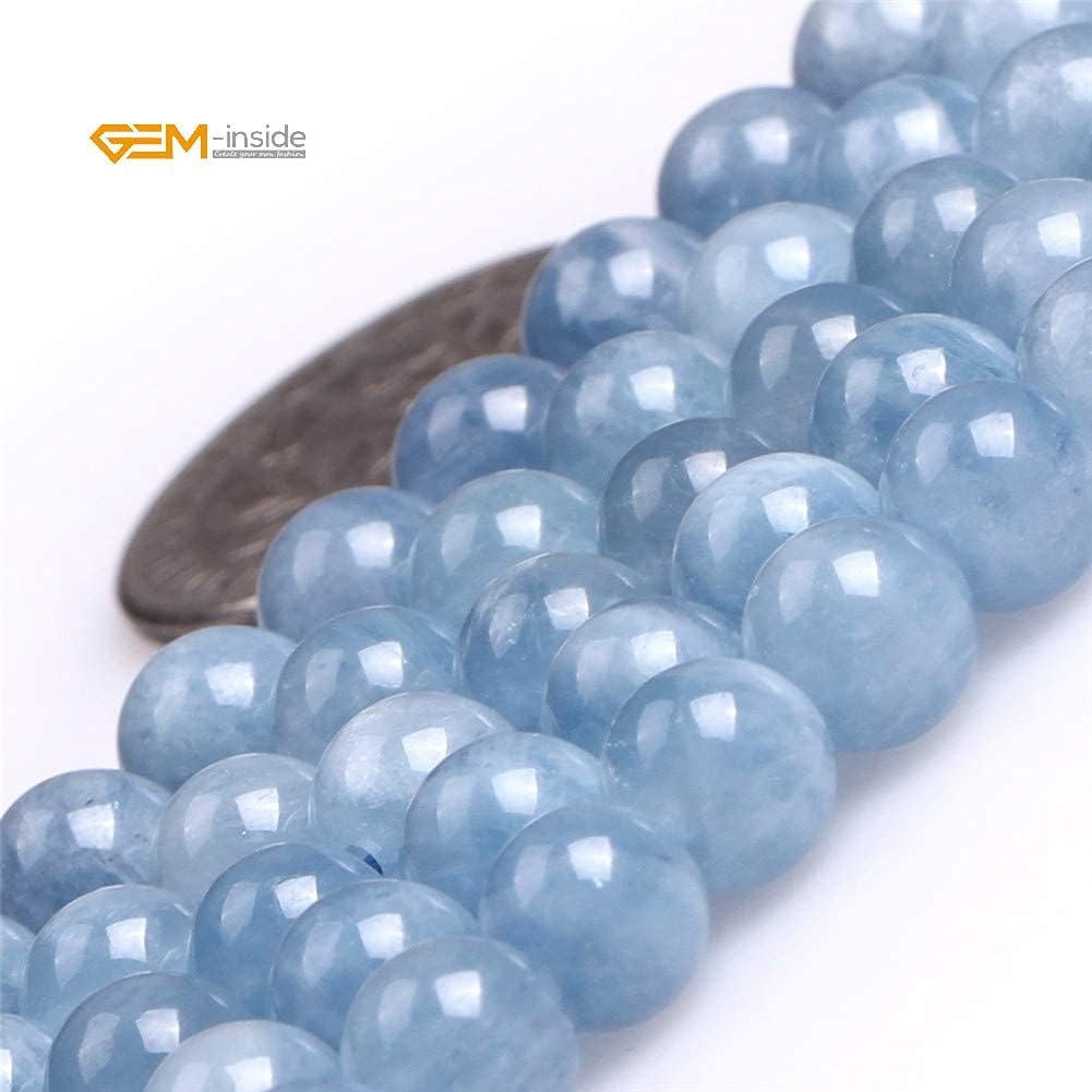 GEM-Inside Natural 6mm Blue Aquamarine Quartz Gemstone Loose Beads Round AA Grade Crystal Energy Stone Power for Jewelry Making 15"