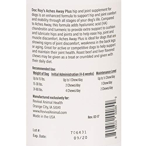 Revival-Animal-Health-Doc-Roys-Aches-Away-Plus-Premium-Hip-Joint-Support-for-Small-Dogs-90-ct-Small-Soft-Chew