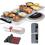Lalush'e Electric Food Warming Mat, XXL 36x15' - Portable Food Warmer for Parties, Hosting & Buffet Serving Foldable Graphene Heating Tray with 7 Temp Settings, Spoon Rest and Travel Isolation Pad