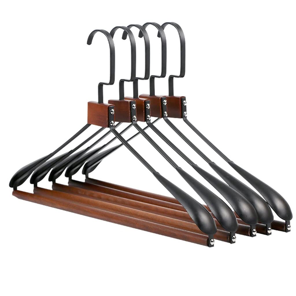 Set di 5 grucce per abiti, 10 pezzi, in legno antiscivolo, in acciaio inossidabile, combinazione di metallo, negozio di abbigliamento, negozi commerciali per uso domestico (nero 5)