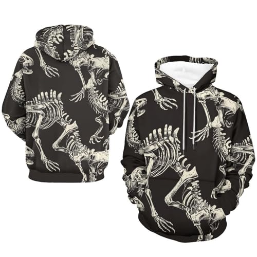 Sweatshirt pullover squelette dinosaure noir manches longues S - 7