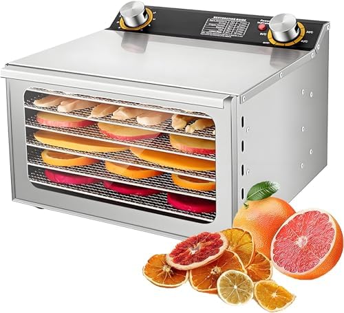 Electric Food Dehydrator, Fruit Dehydrator, Commercial Food Dehydrator Machine, Freeze Dryer Machine, 6/8 Trays Stainless Steel 400W Power Fruit Herb Vegetables Meat Dehydrator for Jerky,8layer