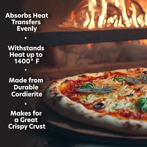Pizza Stone for Oven, Grill, BBQ - Round 5/8 Inch Extra Thick Baking Stone w Safe Even Heating- XL 16.5" Pan for Crispy Crust, Heavy Duty Cordierite Holds High Temp- Kitchen Essential Must Have Gift - Image 3