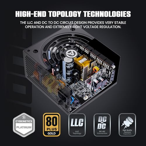 ARESGAME 1300W ATX 3.0 PCIE 5.0 Power Supply, 80 Plus Gold Certified, Fully Modular, 10 Year Warranty - Image 3