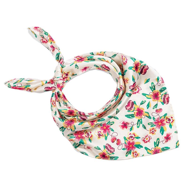 Image of Hair Drama Co. Elastic Bandana Head Scarf for Women | Silk Satin Head Wrap Bandana Scarves | Boho Style Statement Headband Stylish Design | All Day Wear Scarves | Hair Scarf Accessories