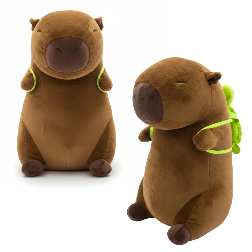 Capybara Peluche XXL 100 cm – Gran Peluche Suave Kapibara 3 en 1 cojín y decoración – Gigante para niños y Adultos (Capybara con Tortuga)