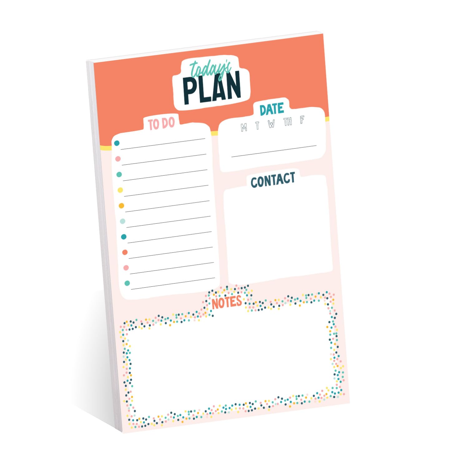 Gotcha Covered Notebooks Today's Plan Daily Planner Pad / 8" x 11.5" Sticky Note Fill In Task Tracker/Teacher Appreciation Gift/Vibrant Polka Dot Organizational Lists/Made In USA