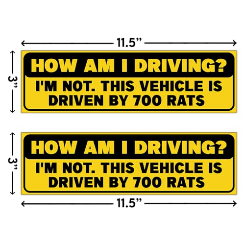 Image of [11.5 inchx3 inch] How Am I Driving? I'm Not. This Vehicle is Driven by 700 Rats Bumper Stickers Funny Humour Caution Driving Safety Sign Safe Car Truck Van Driver V Vinyl Decal for Car Vehicle Window