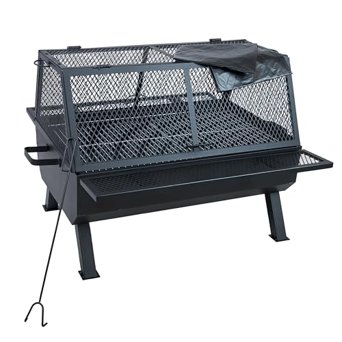 Sunnydaze 36Inch Steel Outdoor Fire Pit with Grill and Spark Screen