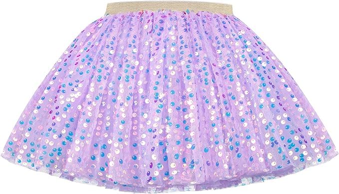 Hykiee Tüllrock Mädchen Kinder Lila, Weiches Kleinkind Baby Prinzessin Tütü Rock, Funkelnden Pailletten Minirock 3 Geschichtet Rüsche Tanz Ballettrock Kleid für Geburtstag Party Kleidung 2-6 Jahre