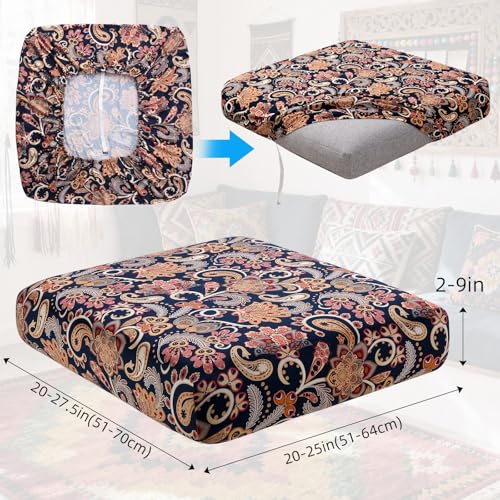 Image of YISUN Sofa Couch Cushion Covers, Stretch Printed Couch Seat Slipcover, Soft Couch Cover for Dogs, Washable Non-Slip Furniture Protector for Sectional Armchair Loveseat (Yellow, 2 piece)
