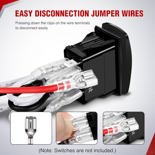 Image of Nilight 7 Pin Rocker Switch Jumper Wires Set for 7Pin Toggle On /Off Rocker Switch Wiring fot Automotive Polaris Ranger RZR ATV Console Switch Install 1 Set Switch Not Included