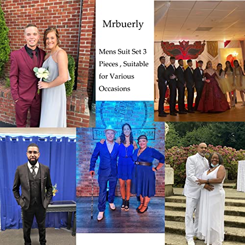 Men Suits Blazer Vest And Pants 3 Piece Slim Fit Wedding Grooms Tuxedos Solid Formal Business For Prom Ivory 3Xl #TOP6