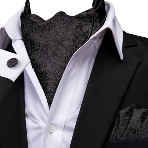 Image of Dubulle Paisley Floral Ascot for Men Self Tie Mens Cravat and Pocket Square Cufflinks Wedding