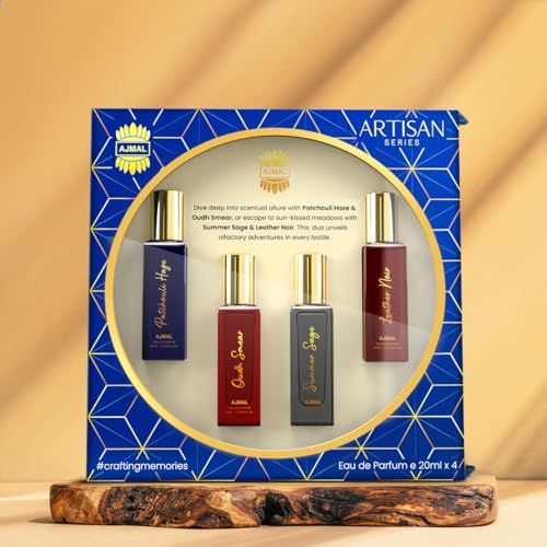Image of Ajmal Artisan Perfume Gift Set for Men & Women | 4x20ml Unisex Eau De Parfum Miniatures | Perfume for Men and Women with Floral, Citrus & Woody Fragrance | Versatile Office /Work Unisex Cologne