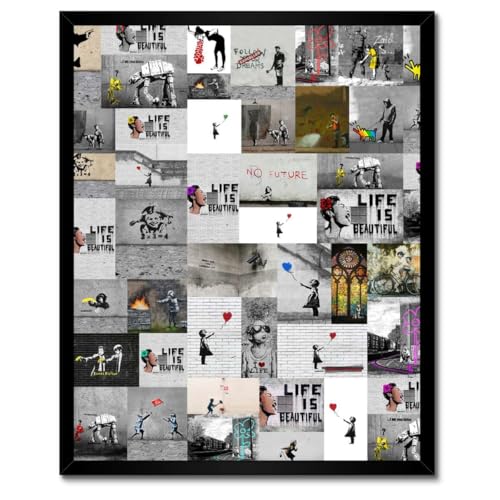 Poster Banksy cadre blanc 40x50 cm fini les murs vides