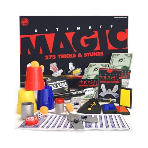 Marvin's Magic - 275 Ultimate Magic Tricks, Tricks & Stunts Set for Kids - Includes Magic Cards, Wand, Book & More - Boys & Girls, Age 8+ Attachments option