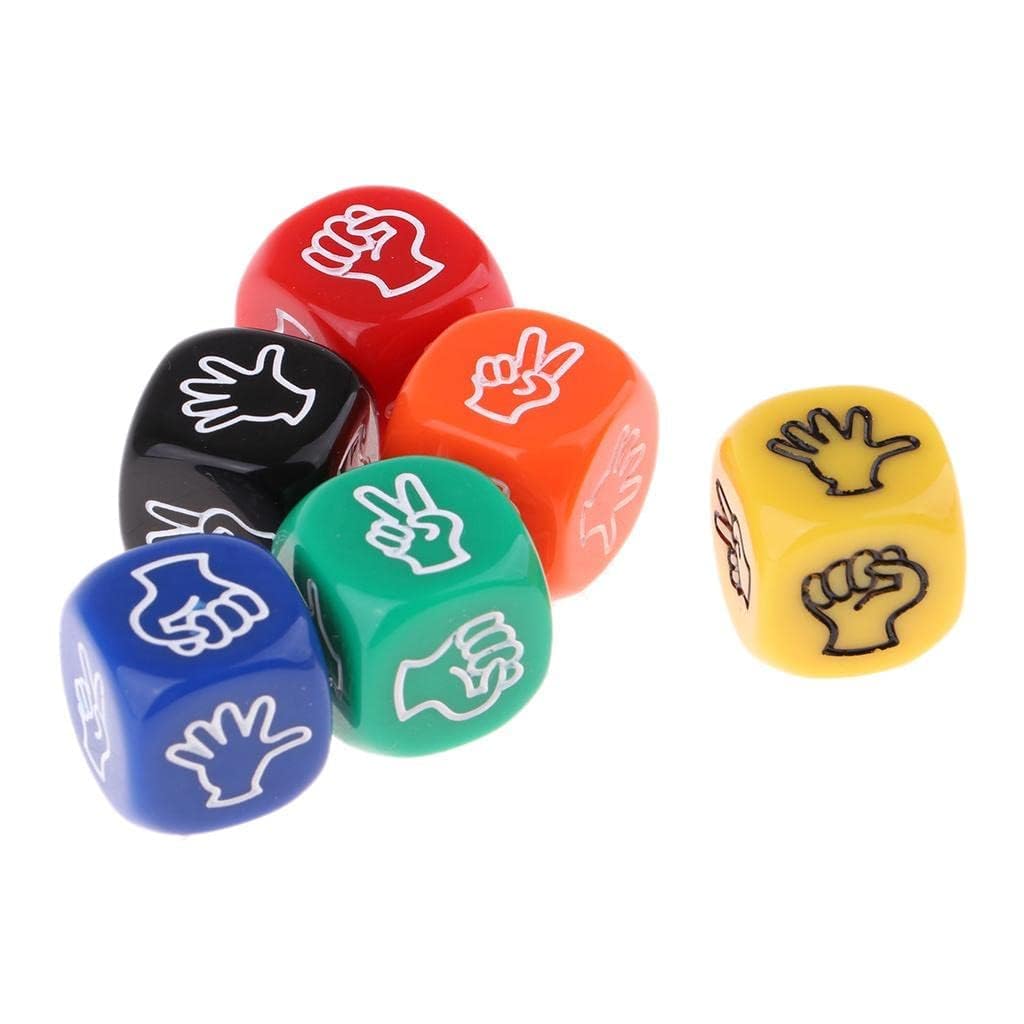 zalati Dices 6pcs Game Dices with Rock Paper Scissors Pattern Funny Game Tool for Adult Games Play Gifts Party - Colors