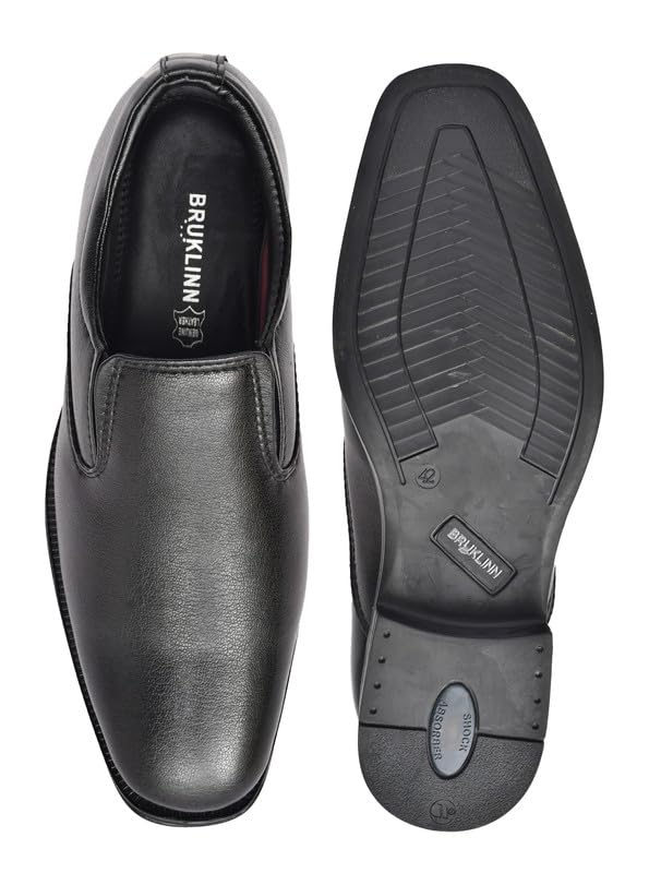 Image of WUSQA Enterprises Men's Leather Formal Shoes | Classic Pull-On Dress Shoes for Office, Business, Party & Wedding | Durable & Comfortable Footwear
