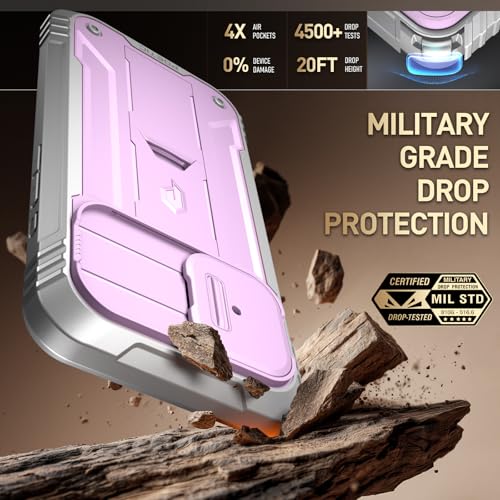 Image of Poetic for iPhone 17 Case with Camera Control Capture Button, [Slide Camera Cover] [Built-in Stand] [Built-in Screen Protector] Full-Body Military Grade Rugged Phone Case for iPhone 17, Purple