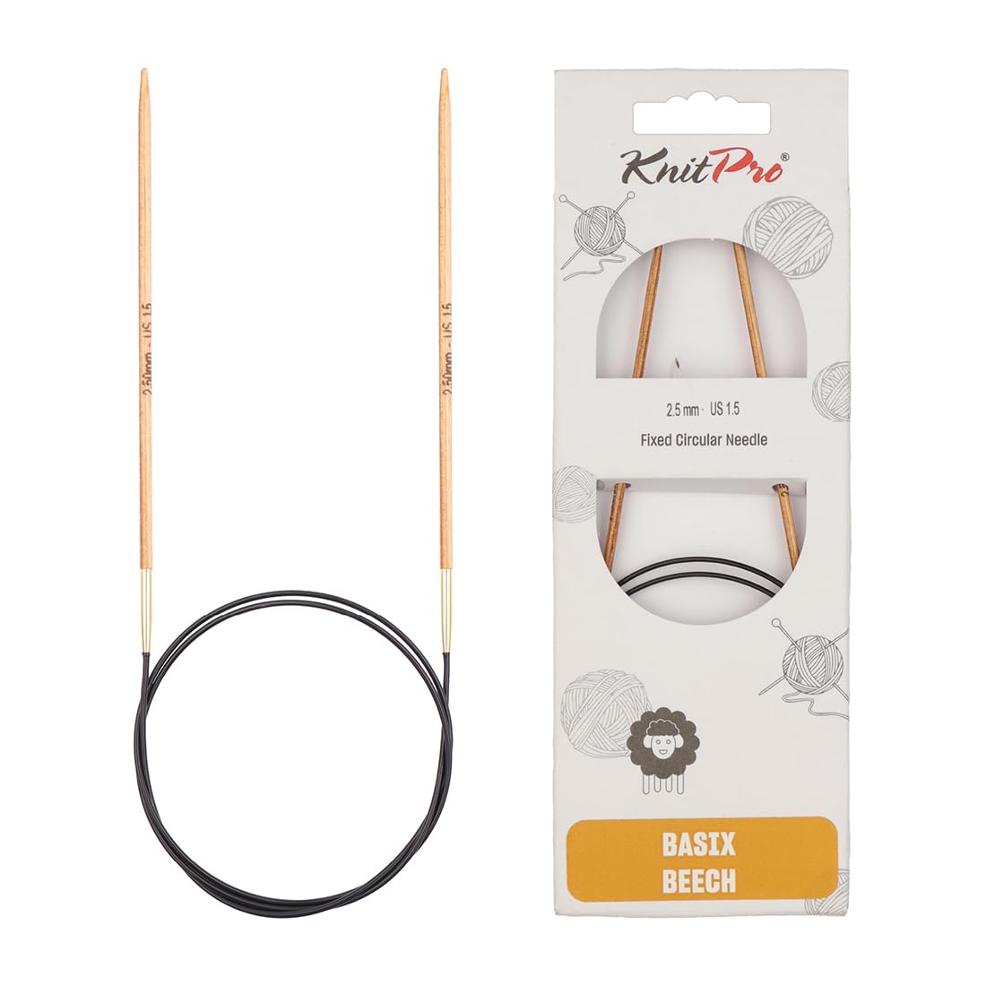 KnitPro Basix Beech Fixed Circular Needles 47" (120cm) | 2.50mm