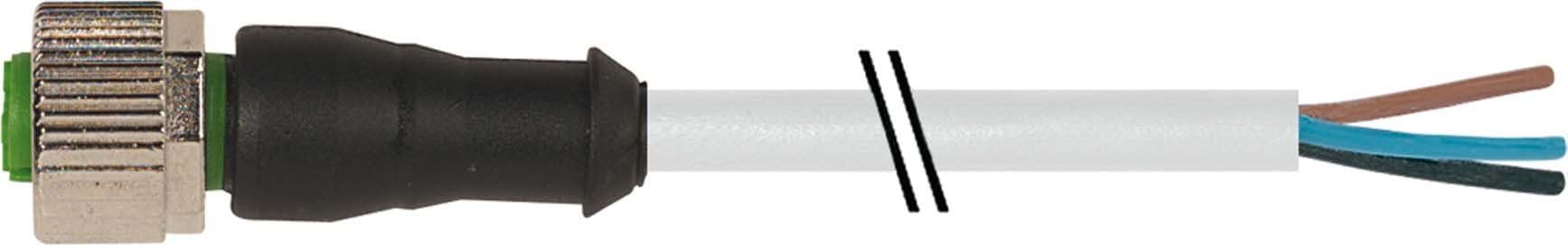 MURR ELEKTRONIK 7000-12221-2140500-25 to +85 Degrees C, 250 VAC/DC, 4 AMP, 5 M Cable Length, A Coded, Cord Set, IP65/66K/67, M12 4 PIN Female Connector, Straight
