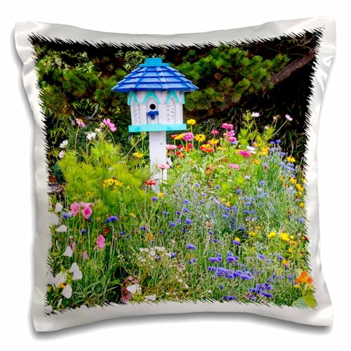 3dRose 16x16 inch Pillow Case - USA, Oregon. Cannon Beach. Garden with