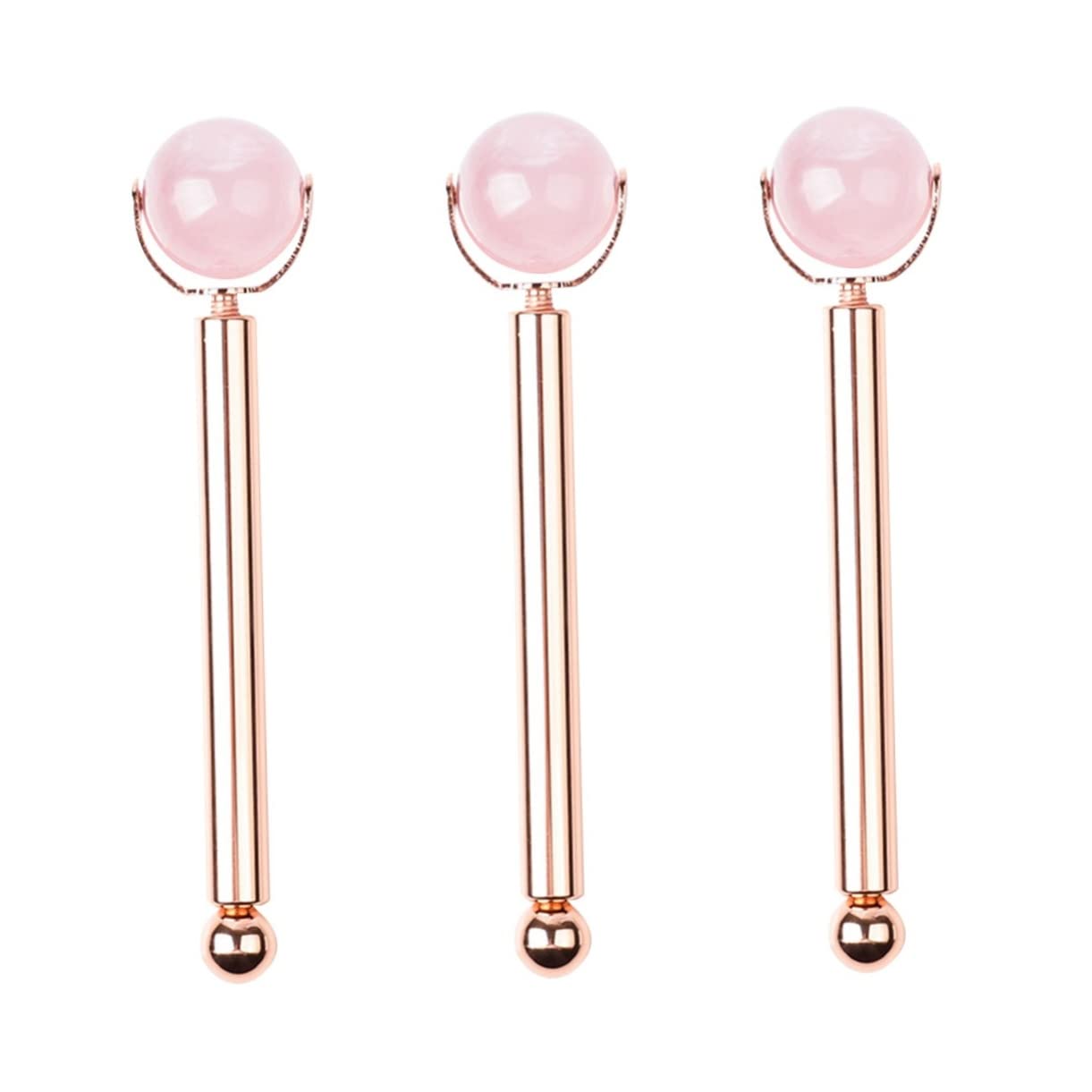FRCOLOR 3pezzi Massaggiatore Faciale Naturale Per Sollievo Puffiness e Cura Della Strumento Di Allenamento Muscolare Per Viso Rosa