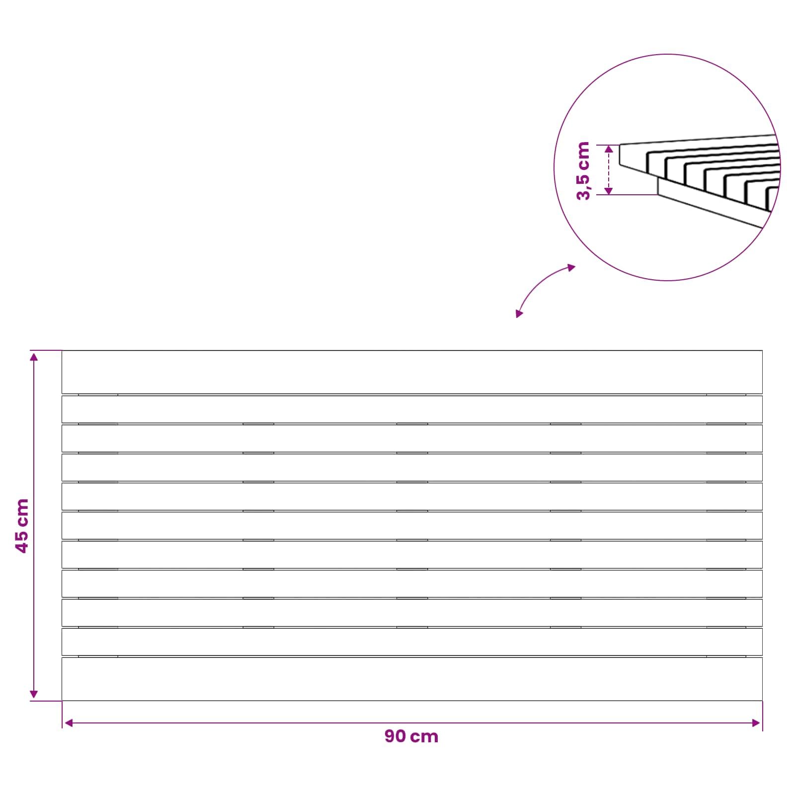 Fengshui Plateau de table 90 x 45 x 3,5 cm en teck massif