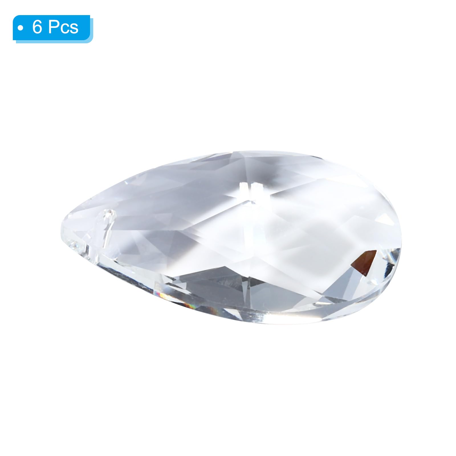 PATIKIL K9 Crystal Pendants Teardrop Beads, 6 Pack 38mm Chandelier Prisms Parts Hanging Beads DIY Lamp for Arts Crafts Decoration Clear - Image 3