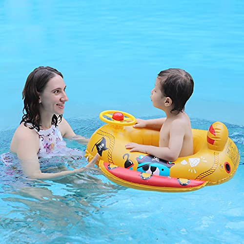 Inflatable Pirate Boat Pool Float Ride-On For Kids Age 2-6 Years(Yellow) #TOP4