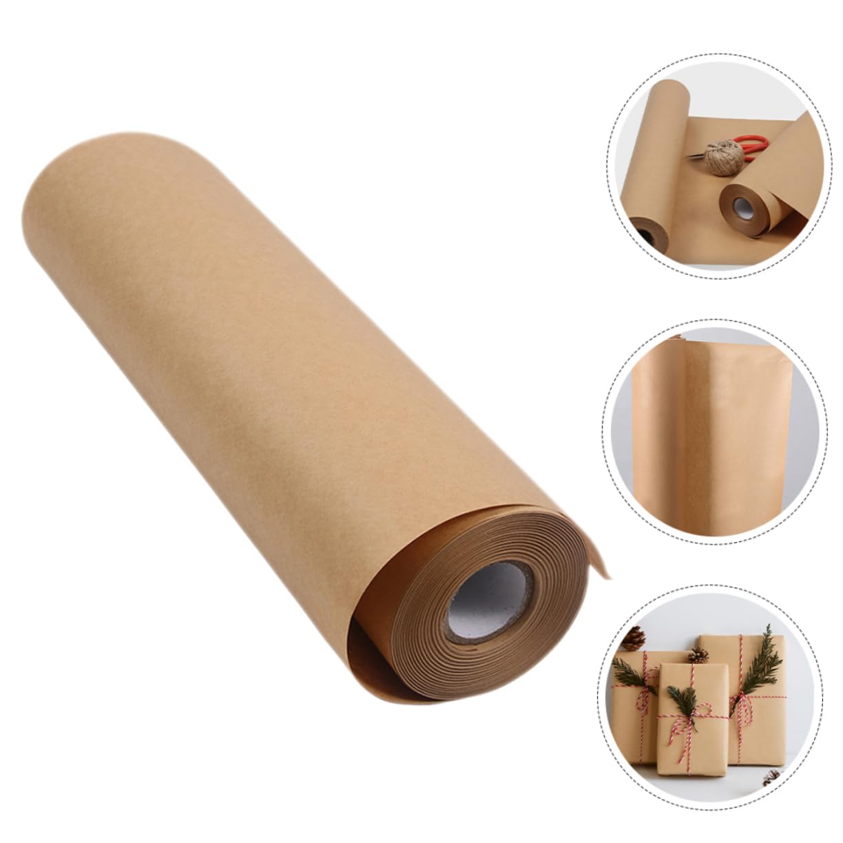 TEHAUX Rouleau de Papier Kraft Marron, Pratique et Jetable, pour Croquis, Origami, Composition de Fleur et Loisirs Créatifs