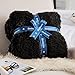 Bedsure GentleSoft Fluffy Black Throw Blanket Gifts for Men, Black Decor Soft Cozy Fuzzy Plush Minky Thick Warm Sherpa Fleece Faux Fur Throws for Couch Bed, Furry Blanket Gifts for Mom Dad, 50x60