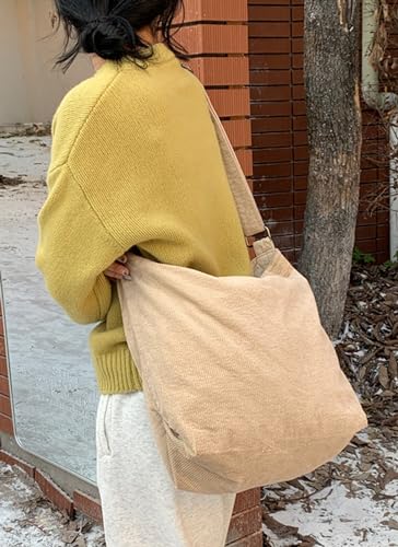 Image of 2026 Corduroy Tote Bag with Zipper Large Casual Handbags Shoulder Purse for Women