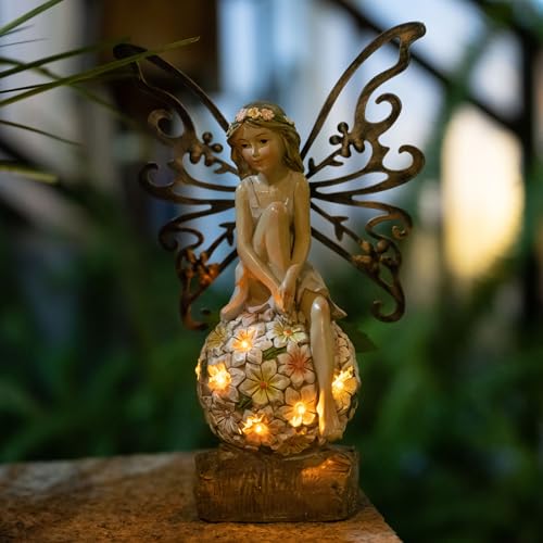 Suyorpe Solar Garden Fairy Statues Light Outdoor Decor...