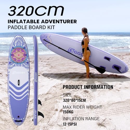 Image of Inflatable Paddle Board, Stand Up Paddle Board | Stable Design with Non-Slip Comfort Deck, Portable Travel Paddle Board