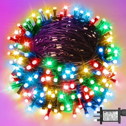 cshare Christmas Fairy Lights Outdoor 40M 400 LED Multicoloured String Lights Mains Powered with 8 Modes Timer Memory Waterproof Green Wire Light for Xmas Tree Garden Outdoor Indoor