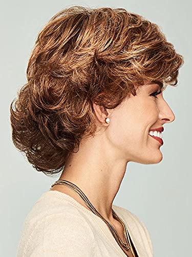 Fortune Wig Color G17+ Vanilla Mist - Gabor Wigs 4.25" Short Collar Length Cut Loose Wavy Layers Synthetic Fiber Capless Average Cap Curly Bundle MaxWigs Hairloss Booklet