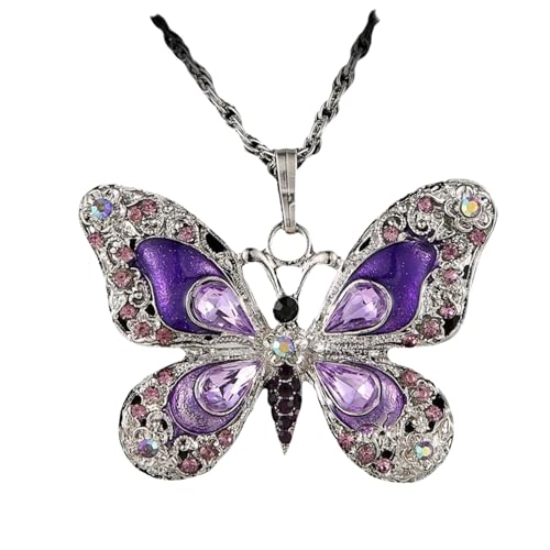 IS4U Vintage Multicolor Butterfly Necklace Bohemian Multicolor Enamel Butterfly Necklace
