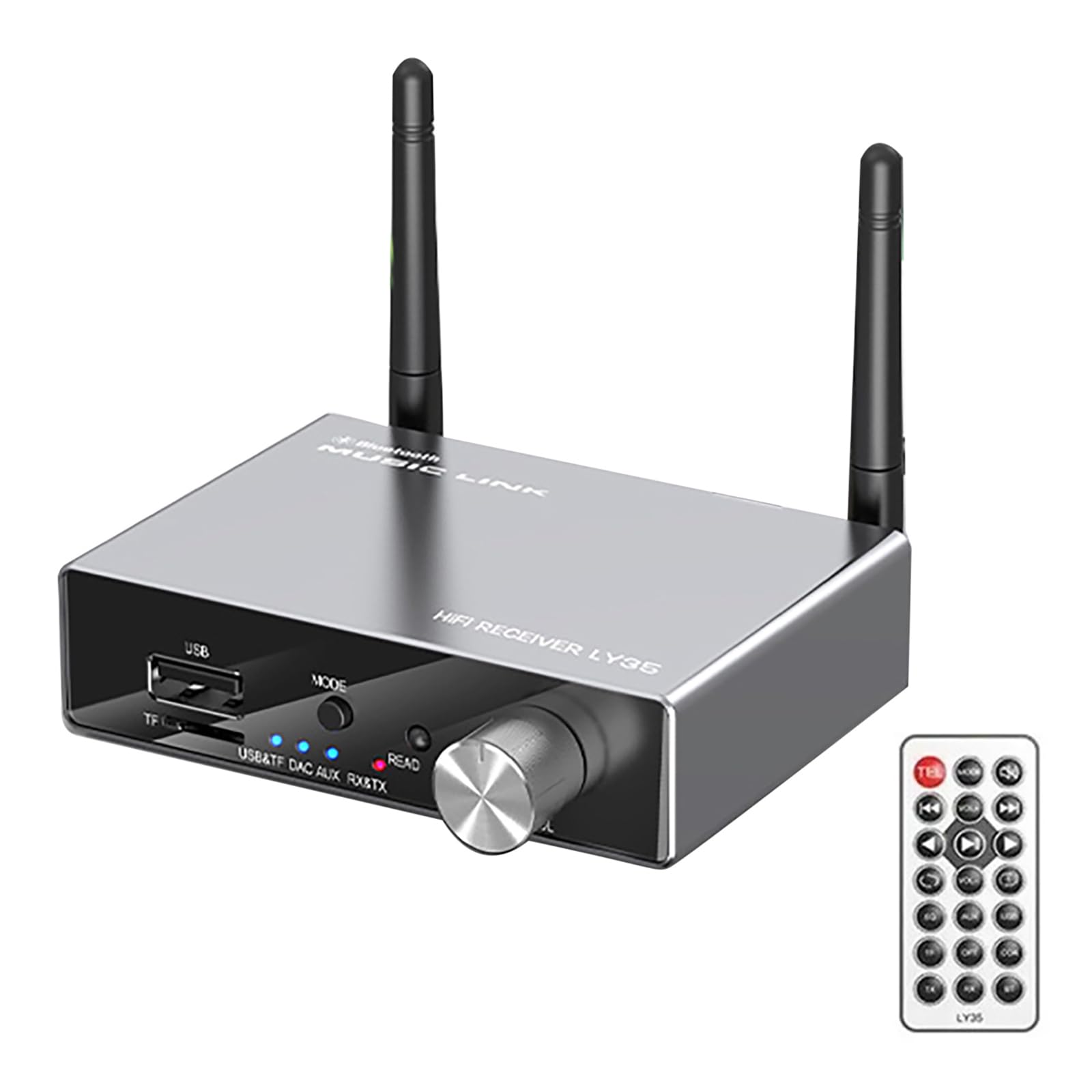Transmetteur récepteur Bluetooth 5.3 avec télécommande et fonction convertisseur audio DAC pour stéréo domestique