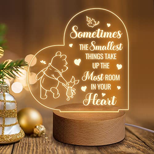 Image of Ywkuiev Inspirational Funny Winnie The Pooh Clear Acrylic Night Light Desk Decorative Sign, Home Bedroom Office Positive Plaque Decor Sign for Friend, Sister, Coworkers Birthday Gift