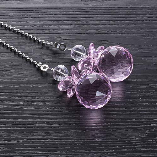 Image of Crystal Ceiling Fan Pull Chains Hanging Pendants Prism Pack of 2 Pink