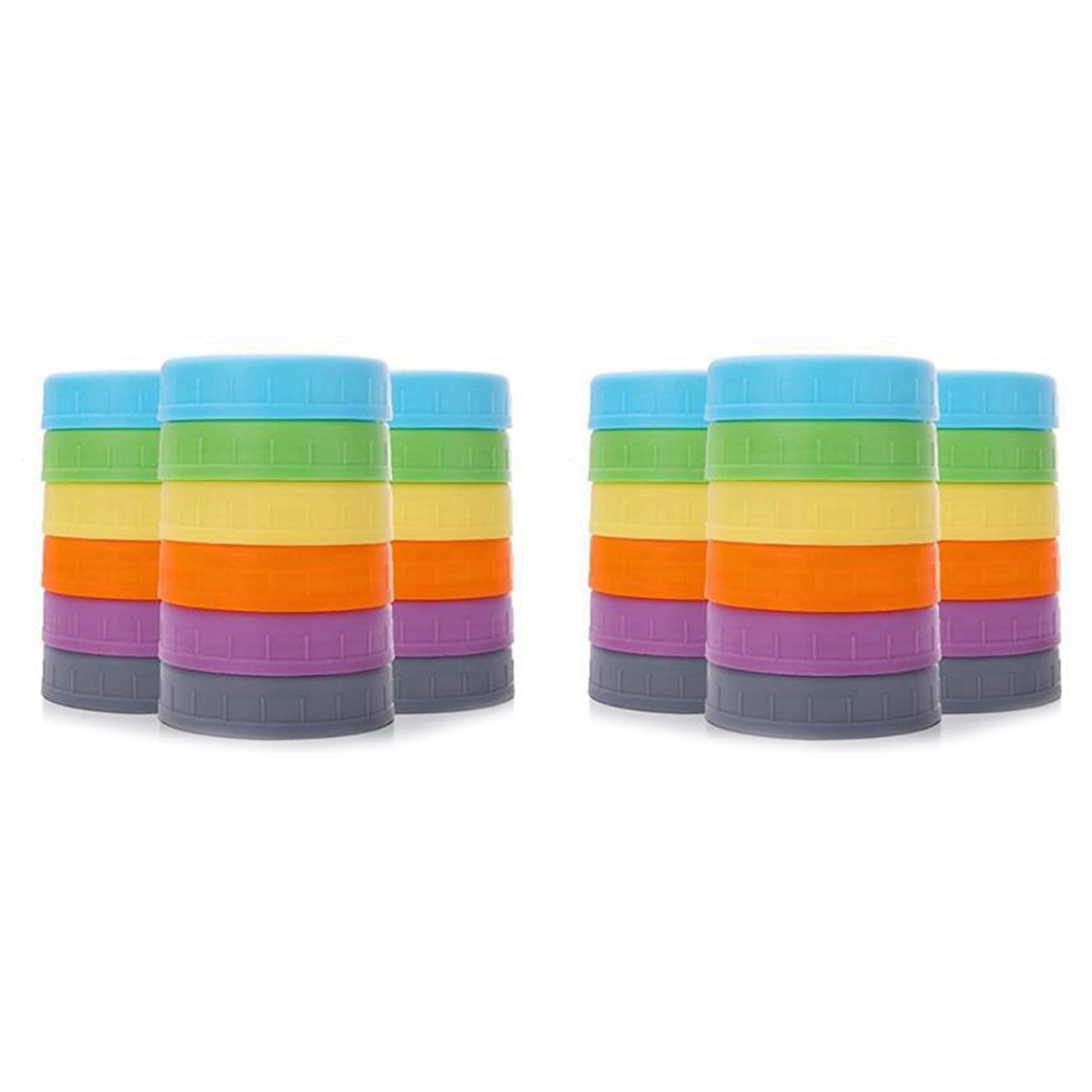 Hndhbfgrt 36Pcs Plastic Regular Mouth Jar Lids for Ball, Kerr and More with Rings - Colored Plastic Storage Cap