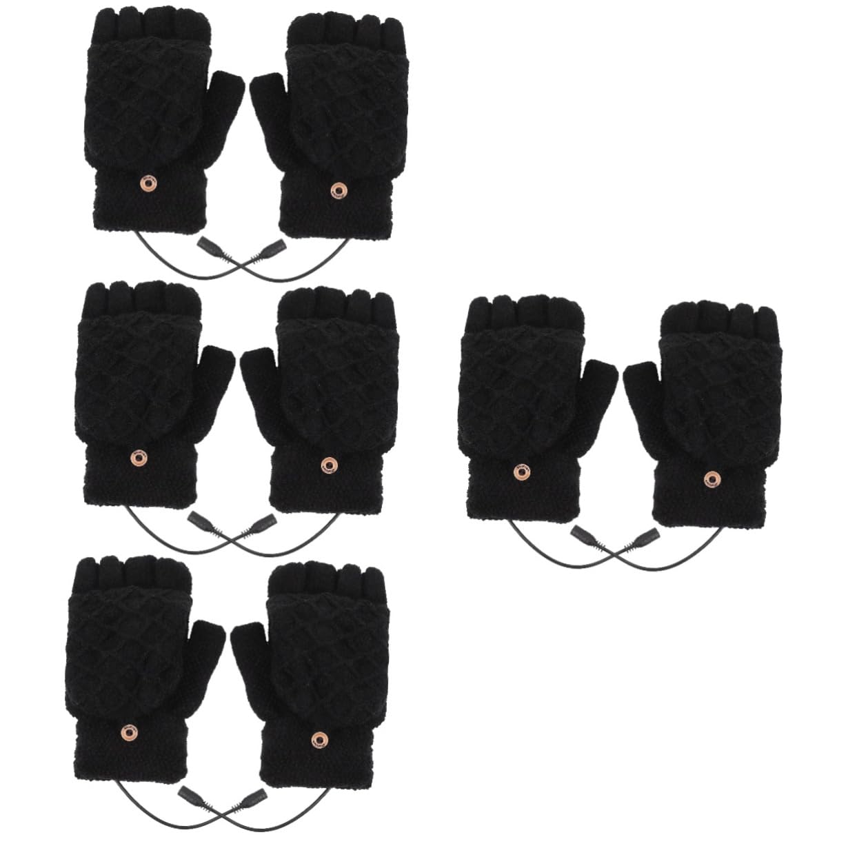 Sosoport 4 Pairs Portable Hand Warmers Gloves Winter Gloves Heating Function for Women Men Skiing Thermal Mitts