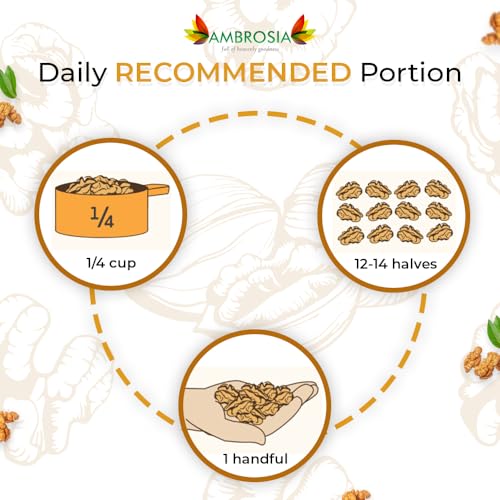 Image of Ambrosia Premium Kashmiri Walnut Kernels (Akhrot Giri) 500g (Pack of 2 x 250g) | Extra Light Halves | New Crop | Healthy Dry Fruits | Rich in Omega-3