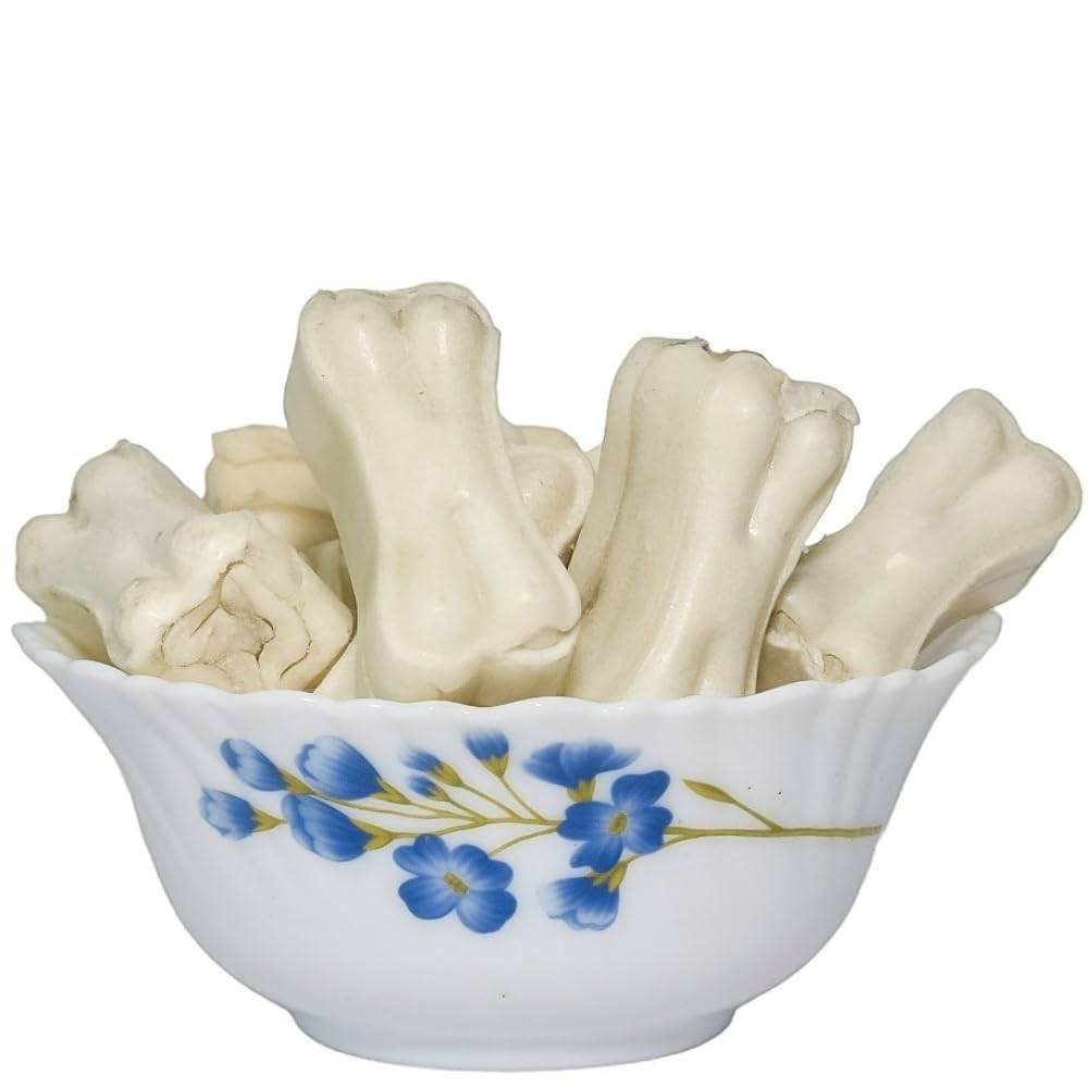 N.J. CREATIONS Rawhide Pressed Bones for Dogs, Chicken Flavor, 2-Inch, 1 KG | Calcium-Enriched Chew for Puppies and Small Breeds | High Protein Dental Treat for Healthy Teeth and Gums 1